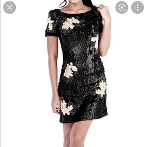 French connection sequin black floral dress